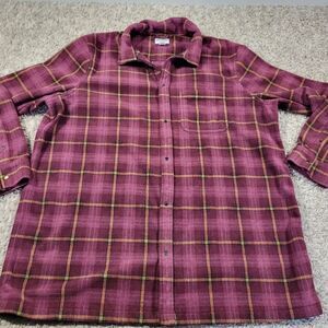 Arizona Jean Flannel Pearl Snap Shirt Jacket Mens 2XLT Burgundy Western Shacket